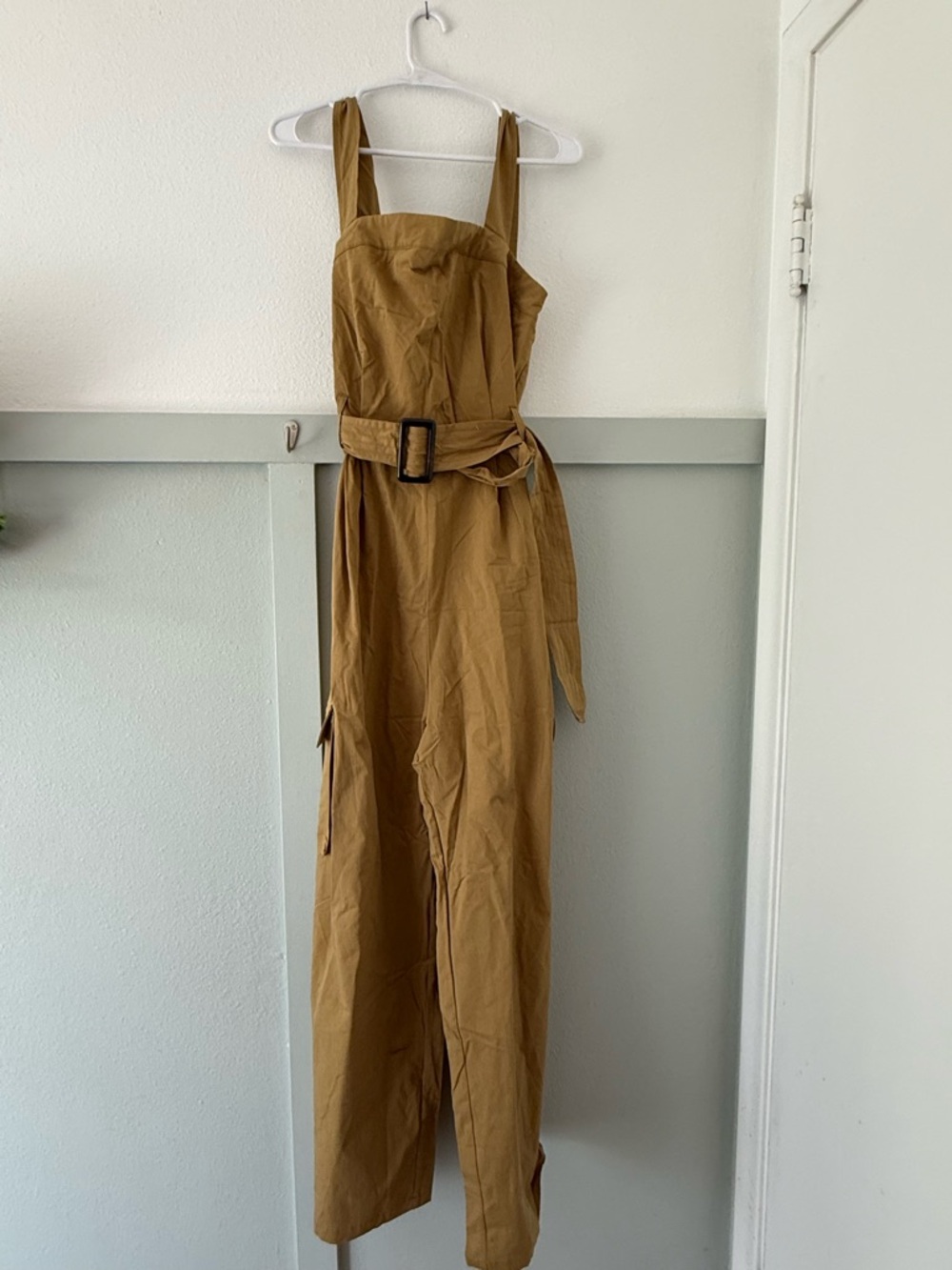 Cider Tan Utility Jumpsuit with Belt